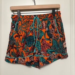 Anthropologie Sleep Shorts - Orange Jungle Print